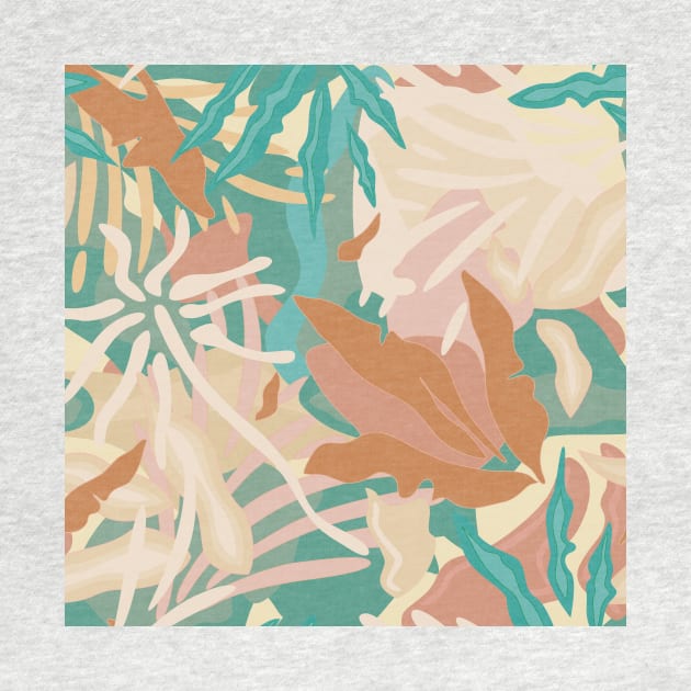 Abstract Tropical Plants / Turquoise and Pastels by matise